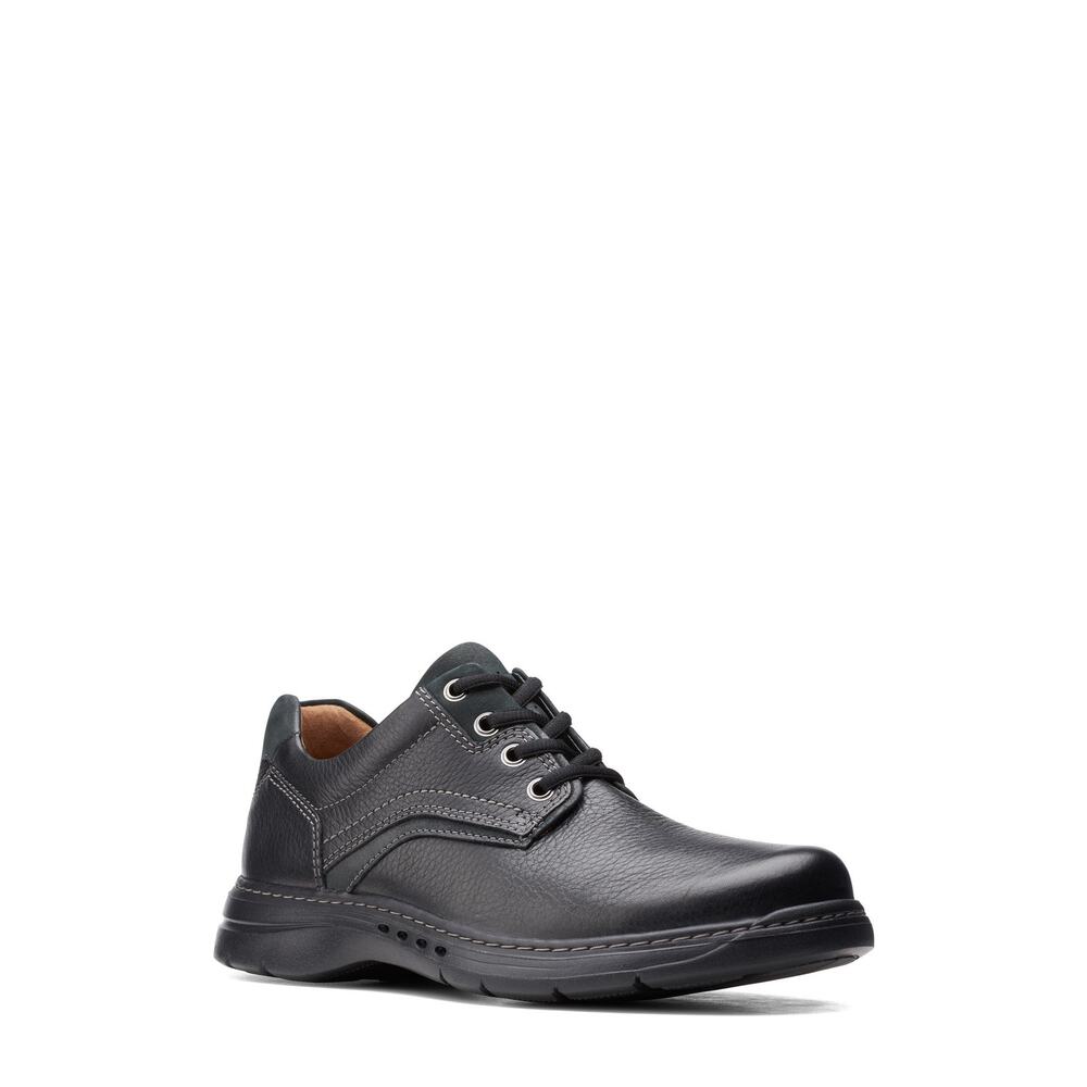 NWT  Clarks Un Brawley Pace Black Tumbled Leather 7 D (M)